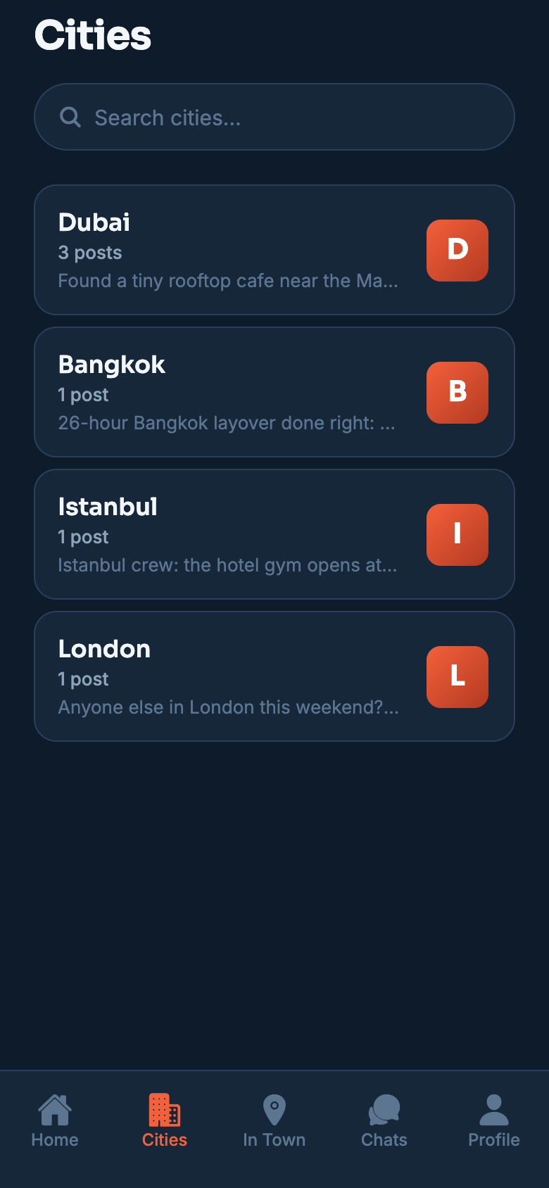 Layover cities overview